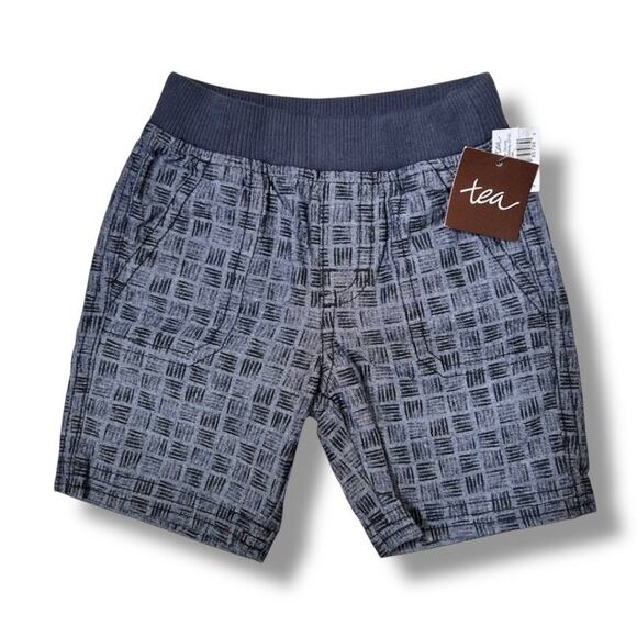 Tea Collection Boys Trucker Shorts Size 6-12M Blue Chambray Linen Cotton Pull On - Picture 1 of 6